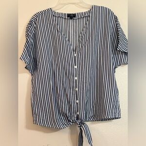 Velvet Heart Black and White Striped Button Down Shirt